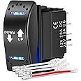 Nilight Down Up Polarity Reverse Switch DPDT 20A 7PIN Momentary Rocker Switch ON Off ON Switch 12V 24V Toggle Switch Jumper Wires for Control Motor for Hoist, Crane, Linear Actuator, 2 Years Warranty