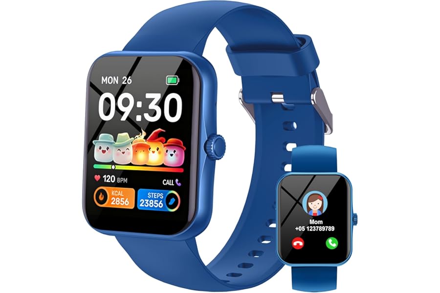 Children's Smartwatch Fitness Tracker, 1.83 Inch HD Watch for Child Girl with Heart Rate Sleep Monitor, IP68 Water Resistant, Smart Watch for Girl Boy Ado 5-16 Years Gift, Blue