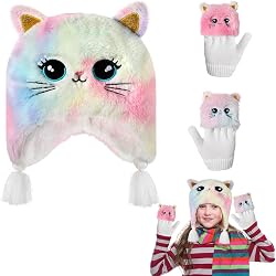 Bonnet Enfant Oreilles De Chat Tricoté - Hiver Chaud Et Doux - Taille Unique 3-12 Ans (50-54 Cm) - Élastique Avec Cordon - Pour Fille Et Garçon - 6