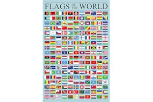 POSTER FOUNDRY Flaggen der Welt Klassenzimmer Referenzdiagramm Nationale Länder Landsymbol Pädagogischer Lehrer Lernen Homeschool Display Supplies Lehrhilfe Coole Wanddekoration Kunstdruck Poster 30,5 x 45,7 cm