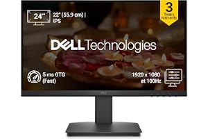 Dell SE2226HX 22" FHD Monitor|100Hz Refresh|IPS Panel, 5ms GTG (Fast)|Contrast 1,000:1|16:9 Aspect|Tilt Adjust|250 cd/m2 Brightness|HDMI,VGA|Anti-Glare|3-Star Eye Comfort|3 Yrs Warranty|Flicker-Free