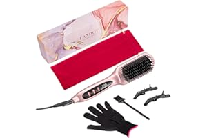 LANDOT Cepillo Eléctrico Alisador de Pelo: Cepillo Plano Para Alisar con Calor - Cepillo Alisador de Cerámica con Tecnología Iónica - Temperatura regulable 120ºC-230ºC