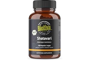 ‎BIOTIVA Shatavari Bio 150 Kapseln - 500mg je Kapsel - 50 Tage Dosis - indischer Spargel - hochdosiertes Shatavari in Bio Qualität- abgefüllt und kontrolliert in Deutschland - vegan - Biotiva