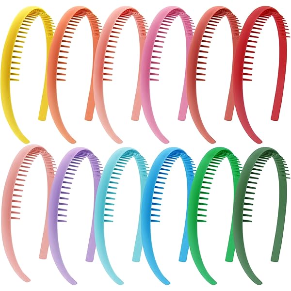 10 Pièces Bandeau Peigne De Dents 8 Mm Large Noir Bandeaux Unis En Plastique Serre-Tête Cheveux