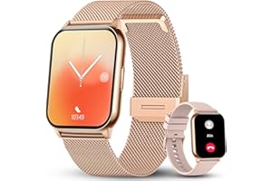 ANMI Smartwatch Damen, Fitnessuhr Tracker mit Telefonfunktion 1.96" HD Display, Uhren Fitness Tracker IP67 Wasserdicht/Pulsmesser/Blutsauerstoff/Sportuhr Aktivitätstracker für Android/iOS Roségold