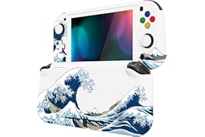 playvital Coque pour Switch Lite Cover Joycon,Accessoire Protection pour Nintendo Switch Lite avec Capuchon Joystick & Protecteur d'Écran Verre Trempé & ZealProtect Boutons-Grande Vague Kanagawa