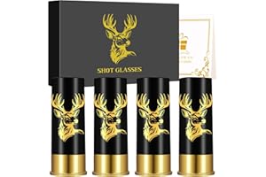 LKKCHER NOVELTY Bicchieri da liquore con testa inclinata, testa di cervo, 4 pezzi, con confezione regalo, per uomini e donne, matrimoni, festa del papà, regali per cacciatori, 12 GA, piccoli bicchierini in plastica,