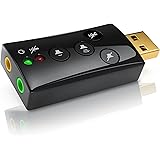CSL - Externe USB Soundkarte - 7.1 Dynamic Stereo Sound 3D - Sound Card mit Funktionstasten - Lautstärkeregler und Volume Kon