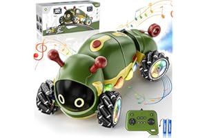 Kssvzz Remote Control Car, 2.4GHz RC Caterpillar Drift Monster Truck with Music/Spray/Light, 4DW RC Stunt Cars, Interactive Insect Robot Toys Xmas Present Gifts for Kids Boys Girls 3 4 5 6 7 8 9 10+