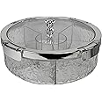 Gliron Candy Box with Lid,Sealed Nut Snack Storage Box Living Room Dry Fruit Tray Fruit Tray,6 Compartment (Silver)