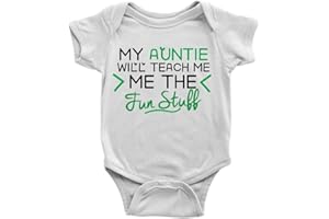 Kickass Tees Auntie Will Teach The Fun Stuff Babygrow Funny Gift from Aunt Body Suit New Baby