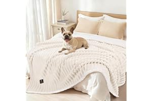 ‎LUCIPHIA luciphia wasserdichte Hundedecke Waschbar, Katzendecke für Katzen Hund Welpe, Kuscheldecke Weich Flaushig Sherpa Fleece, Haustier Decke zum Schutz von Bett Sofa Couch, Beige Weiß 145 * 216cm