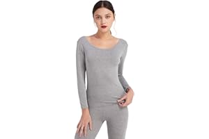 Mcilia Women's Ultrathin Modal Thermal Baselayer Top Scoop Neck Long Sleeve Undershirt