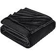 EHEYCIGA Fleece Blanket Black Throws for Sofas Fluffy Warm Soft Blanket for Bed Settees Armchairs, Fit All Season, Single, 130x165cm