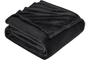 EHEYCIGA Manta Pequeña para Sofa y Sillón de Franela, Manta Polar Extra Suave Cubre Sofa, Cobijas de Regalo para Mujer y Hombre, 130x165 cm, Negro