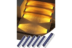 DetarZinLED Solar Lights Outdoor Garden, 6-Pack Waterproof Decking Lights Warm White, 1000mAh Battery & 8-10H Auto Lighting Solar Step Light for Stairs Dock Patio Path Driveway