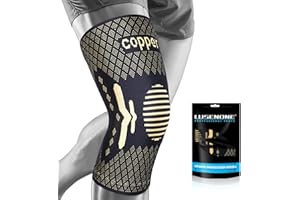 Lusenone Kupfer Kniebandage für Männer und Damen, Kompressionsbandage Kniebandagen für Knieschmerzen, Meniskus, Arthrose Knie, Knieorthese Rechts/Links, Beste Kniestütze für Sport, Joggen, Gym, XL