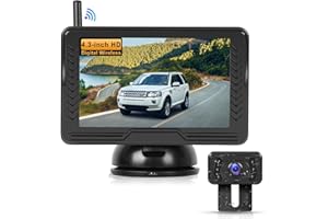 VECHTEL Caméra de Recul sans Fil 1080P, Kit Moniteur IPS de 4,3 Pouces, Facile à Installer, Guide des Lignes DIY, Vision Nocturne, pour Voiture/Camionnette/Pickup/Véhicule Utilitaire/Camping-Car