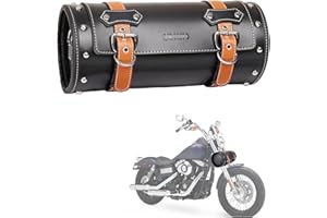 QJBOMTO Motorcycle PVC Leather Tool Bag -Universal Fork Bag, Motorcycle Handlebar Bag Motorcycle Tool Bag Motorcycle Roll Bag Saddlebags Handlebar Bag Sissy Bar Storage Tool Bag with 2 Straps