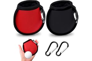 olyee 2 Pack Golf Ball Cleaner Pouchs for Bag,Golf Club Washer Bag Accesorries Pocket Waterproof Bag,Golf Ball Dry-Clean Pocket Golf Gifts for Men Ladies,Fit for Golf Carts Belt Golf Bag(Black+Red)