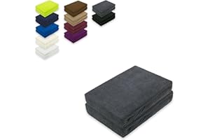 EXKLUSIV HEIMTEXTIL Frottee Spannbettlaken Doppelpack 90-100 x 200 cm 80% Baumwolle, 20% Polyester Öko - Tex Zertifiziert, Markenqualität, Matratzenhöhe bis 25 cm, Anthrazit
