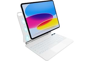 nimin Teclado para iPad de 10ª generación 10.9 Pulgadas 2022, retroiluminación en 7 Colores, trackpad multitáctil, diseño magnético Flotante, Blanco