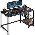 VASAGLE Computer Desk, Writing Desk with 2 Shelves on Left or Right, Work Table for Office Living Room, Steel Frame, Industrial, Ebony Black LWD047B16