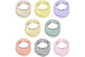 VOMARHUG Muslin Baby Lätzchen,8 Stück Sabberlätzchen Baby,Muslin Dreieckstuch Baby,Super Saugfähige Muslin Baumwoll Halstuch Baby,Lätzchen für Säugling Kleinkinder