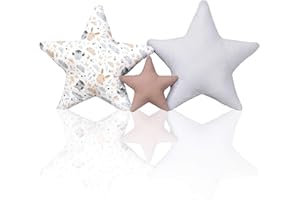 AMILIAN Juego de 3 Cojines Decorativos de Estrella Aprox. 60 cm / 28 cm de habitación Infantil para habitación de los niños, decoración de Estrellas, cojín con Relleno para Dormitorio, habitación de bebé