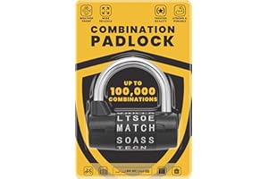 JJ PRIME JJOnlineStore - Candado de Combinación para 5 letras, Candado de Combinación para Exterior, Negro 8mm