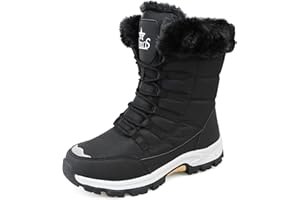 King Glory Donna Inverno Stivali Trekking Doposci Donna Ragazza Stivaletti Invernali Antiscivolo Caldo Pelliccia Scarpe Stringate Donna Outdoor Boots