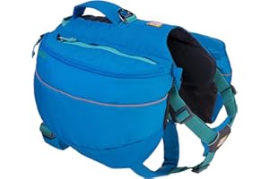 RUFFWEAR Approach Pack, Hunderucksack-Tragetasche mit integriertem Geschirr und Taschen, Tragbares Haustier-Wander- und Campingzubehör mit 2 Leinenbefestigungspunkten, Blue Dusk (Large/X-Large)