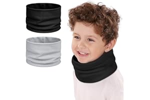 Kiiwah 2 Pezzi Scaldacollo Bambino, Cotone Sciarpe Bambini Scalda Collo Bambini Primavera Autunno Inverno Multifunzione Bandana Tubolare Unisex per Ragazzi e Ragazze 0-8 Anni