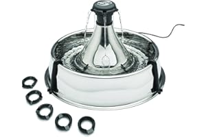 PetSafe Adjustable 360 Stainless Steel Pet Fountain, Drinking Fountain for Cats and Dogs, No Splash or Spills, Drinkwell