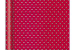 Clairefontaine 223885C - Un Rouleau De Papier Cadeau - Papier Affiche 80g - 5mx35cm (Spécial Petite Largeur) - Motif : Pois Vert/Fond Rouge - Emballage Cadeau, Idéal Pour Petits Emballages