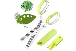 MORJCG Set of 4Pcs Kitchen Gadgets, Herb Scissors, Herb Stripper, Food Scissors, Kitchen Scissors, Multi-Blades Herbal Chopper Scissors, 5-Blade Multi-Purpose Kitchen Scissors, for Chives, Parsley, Onion