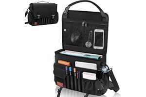 Eurhomewit Organizer per Sedile Auto, Multiuso Borsa Portaoggetti per Sedile Auto con Compartimento per Laptop, Portatile Messenger Bag, Portadocumenti, Nero