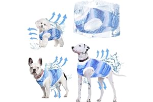 JODSEN Sommer Hundeshirt, Kühlwesten Hunde T-Shirts für Mittel Hunde Kühlende ärmellose Hundeweste Atmungsaktiv Welpenweste Sweatshirt Strandkleidung Mode Blau Haustier Kleidung für Welpen, Katzen (XL，48cm)