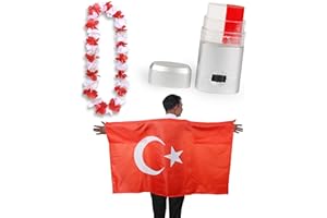 Sonia Originelli Fanset Fanartikel Poncho Fahne Flagge zum Umhängen Schminkstift und Blumenkette Hawaiikette Farbe: Türkei