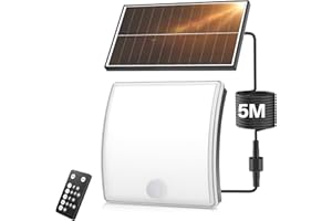 YICAIZI Foco Solar Exterior, Luz Con Sensor De Movimiento, Y 5 Modos, Con Mando A Distancia,Resistente Al Agua Ip65,8500k Luz Solar Exterior Jardin Patio Del Garaje
