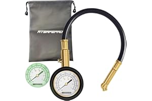 ATsafepro Manometro per pneumatici 100psi 7bar Manometri precisi per pneumatici per auto con tubo flessibile Quadrante luminoso Manometro dell'aria meccanico per valvola Schrader di bici Moto Auto SUV