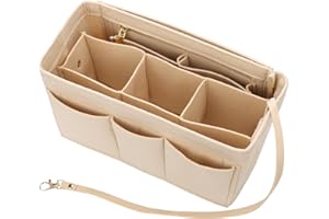 Wrymish Organisateur de Sac à Main en Feutre, Rangement Sac à Main avec Multi-Poches, Sac de Rangement Intérieur Bag in Bag pour Sac à Main (Beige, M)