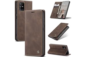 WJXEXRS Handyhülle für Samsung Galaxy A51 / Galaxy M40S Hülle, Premium Klapphülle Leder Schutzhülle Klappbar mit Kartenfach Ständer Magnet Handytasche Standfunktion Flip Case Lederhülle-Kaffee