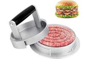 BIBLIA Pressa per Hamburger in Alluminio, Professionale Rotonda Burger Attrezzo Macchinetta Antiaderente, Regolabile Burger Press(Spessore Regolabile) per Piastra Piatta Griglia, Bistecche, Panini, Barbecue