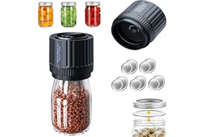 CUNSIEUN Electric Mason Jar Vacuum Sealer, Mason Jar Sealer Kit with Can Opener and Regular & Wide Mouth Mason Jar Lids, Vacuum Sealing Machine for Food Saver, vacuum sealer for mason jars - Black