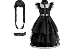 Jinhuaxin Princess Dress Kids,Princess Black Dress Set for Girls Cosplay,With Dress, Wig, Belt,Cosplay Carnival Party Masquerade Party Holiday Party Halloween