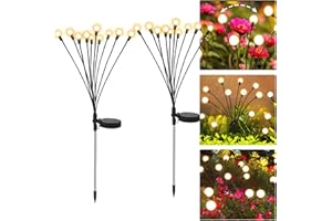 Glovios 2 Pezzi Luci Solari Esterno,10 LED Luci Solari Giardino Esterno,Lampade Solari Lucciole,Luce Solare Led Esterno per il Patio Giardino,Balcone - IP65 Impermeabile,Bianco Caldo (2PCS)