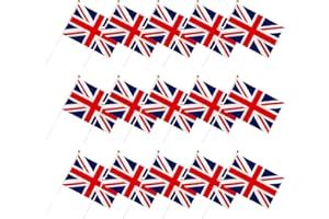 PFLYPF 15 pezzi Union Jack, mini bandiere sventolanti, bandierine decorative per feste, souvenir dell'incoronazione di re Carlo III, adatte per celebrare celebrazioni reali, eventi sportivi (14 * 21 cm)