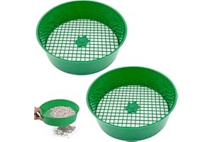 SHIRYLZEE 2Pcs Plastic Garden Sieve, 6mm Mesh Round Soil Sieve Garden Riddle Sieve for Soil and Stones Gardening Seedling Filter Tool for Potting Soil, Seed Starting & Removing Stones