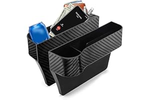 Vebetter Auto Seat Gap Organisateur, 2PCS Boîte Rangement Siège D'auto,Boîte de Rangement en Cuir PU pour Siège D'auto, Pochettes Fendues pour Téléphones, Lunettes de Soleil, Cartes et Clés, Style-B.